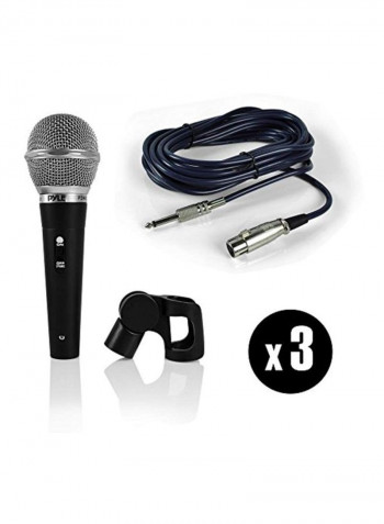 3-Piece Professional Dynamic Microphone Kit PDMICKT34 Black/Silver