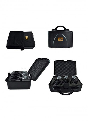 3-Piece Professional Dynamic Microphone Kit PDMICKT34 Black/Silver