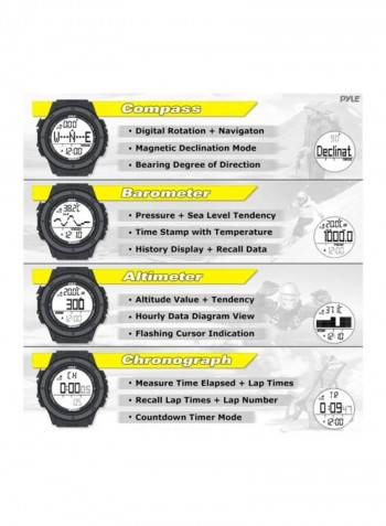 Digital Multifunction Sports Wrist Watch Black/Yellow