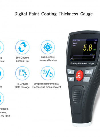 LCD Digital Paint Coating Gauge Black 27.00 X 6.50 X 19.50cm