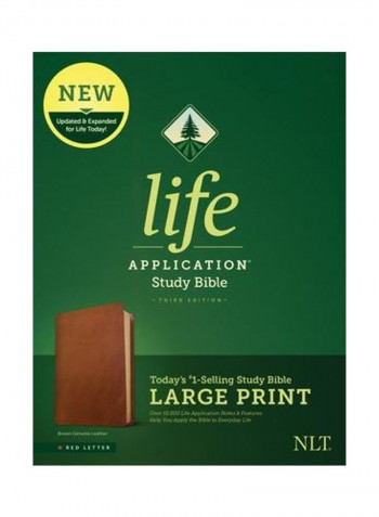 NLT Life Application Study Bible, Third Edition, Large Print (Red Letter, Genuine Leather, Brown) Hardcover