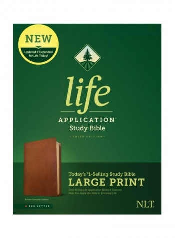 NLT Life Application Study Bible, Third Edition, Large Print (Red Letter, Genuine Leather, Brown) Hardcover