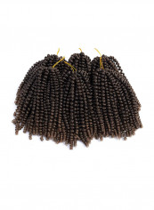6-Piece Spring Twist Crochet Fluffy Human Hair Extension Multicolour 8inch