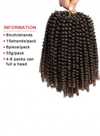 6-Piece Spring Twist Crochet Fluffy Human Hair Extension Multicolour 8inch