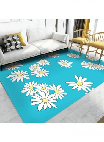 1 Piece Rug Anti-Skidding Flower Print Soft Living Room Bedroom Floor Mat Blue 120*160(W*L)cmcm