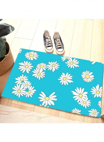 1 Piece Rug Anti-Skidding Flower Print Soft Living Room Bedroom Floor Mat Blue 120*160(W*L)cmcm