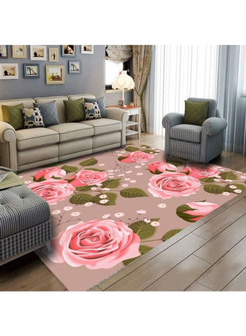 1 Piece Rug Anti-Skidding Rose Print Soft Living Room Bedroom Floor Mat Pink 120*160(W*L)cmcm