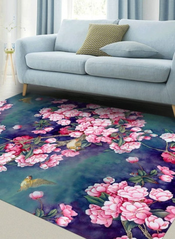 1 Piece Rug Anti-Skidding Flower Print Soft Living Room Bedroom Floor Mat multicolour 120*160(W*L)cmcm