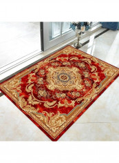 1-Piece Classic European Style Vintage Kitchen Floor Rug Red/Gold/Grey 120x160cm