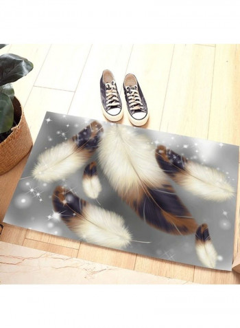 Feather Printed Carpet Grey/Beige/Brown 120x160cm