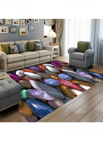 1-Piece Anti-Skidding Stone Printed Soft Floor Mat Multicolour 120x160cm