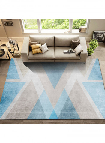 Geometric Pattern Floor Rug Blue/Grey/White 120x160cm