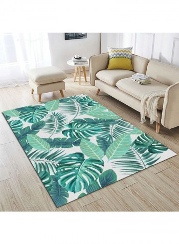 Leaf Pattern Rug Green/White 120x160cm