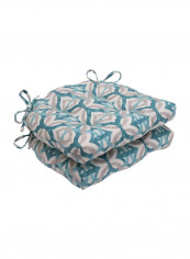 2-Piece Tipton Frost Reversible Chair Pad Set Blue/Grey/White 16x15.5x4inch