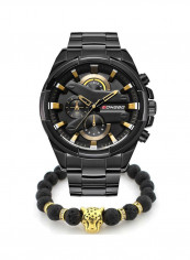 Men's 2-Piece Stainless Steel Quartz Analog Watch Set 8689