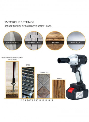 Brushless Impact Cordless Electric Wrench Multicolour 36x30x10cm