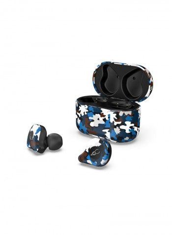 E12 In-Ear Bluetooth Earphones With Charging Case Camouflage Blue