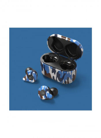 E12 In-Ear Bluetooth Earphones With Charging Case Camouflage Blue