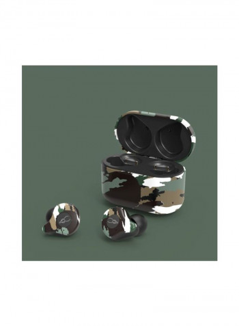 E12 In-Ear Bluetooth Earphones With Charging Case Camouflage Green