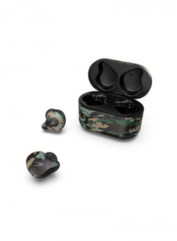 E12 In-Ear Bluetooth Earphones With Charging Case Camouflage Green