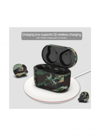 E12 In-Ear Bluetooth Earphones With Charging Case Camouflage Green