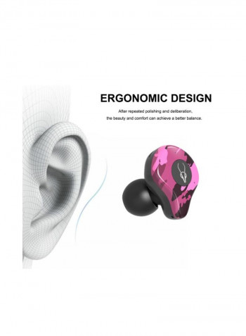 E12 In-Ear Bluetooth Earphones With Charging Case Camouflage Purple