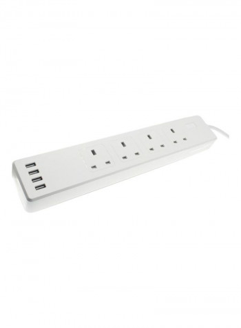 Wi-Fi Smart Plug Surge Protector Multi Outlet White 37.6x6.6x8cm