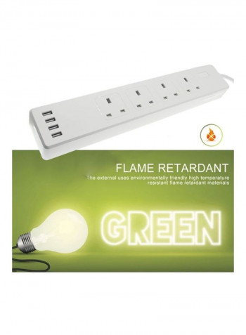 Wi-Fi Smart Plug Surge Protector Multi Outlet White 37.6x6.6x8cm