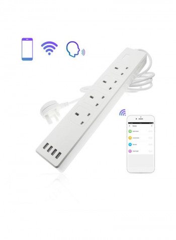 Wi-Fi Smart Plug Surge Protector Multi Outlet White 37.6x6.6x8cm