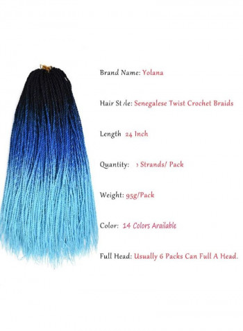 6-Piece Twist Crochet Human Hair Extension Multicolour 24inch