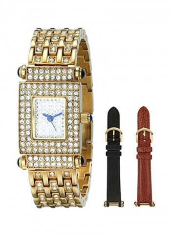 Men's 3-Piece Crystal Studded Analog Watch With Replacement Strap 691G