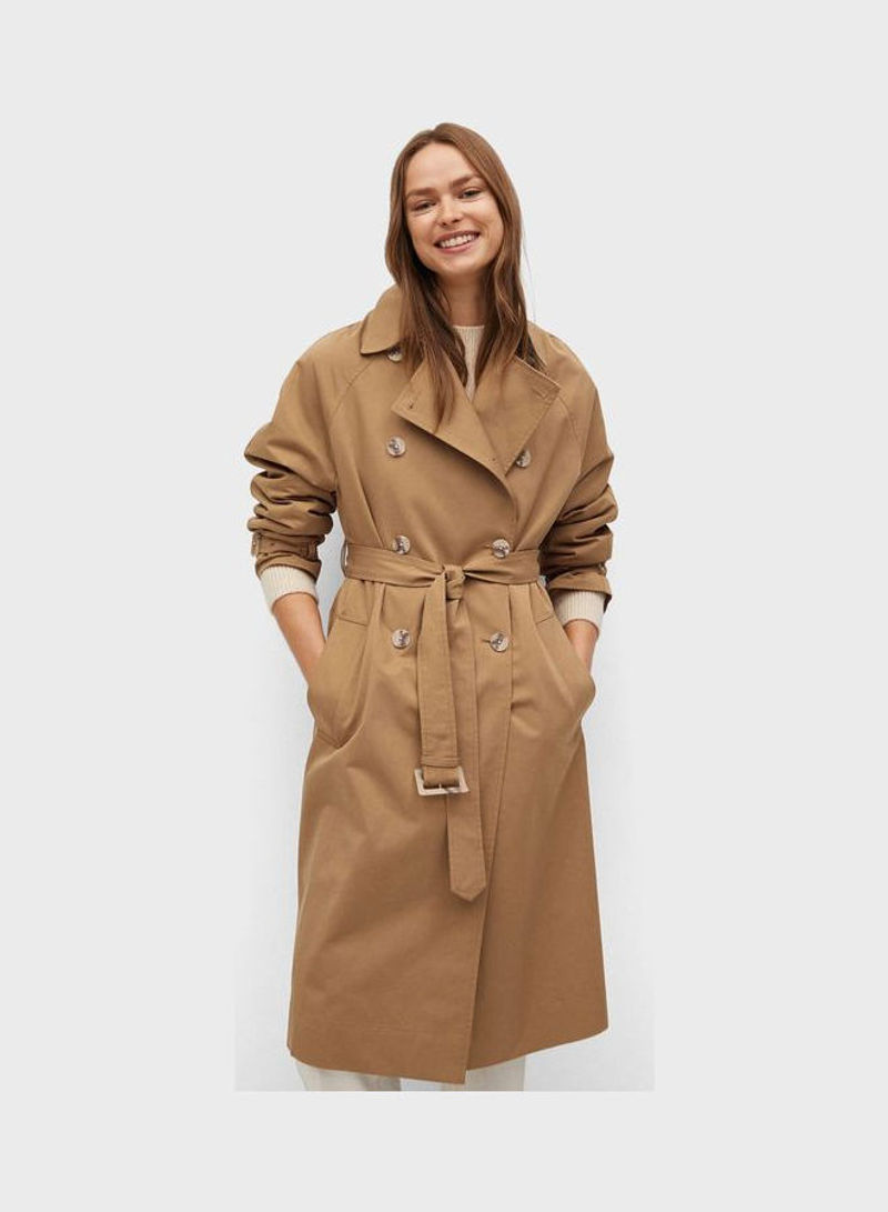 Longline  Casual Coat Brown