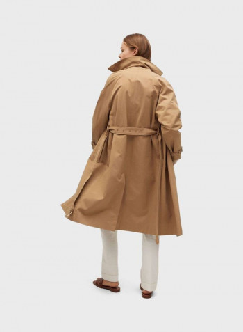 Longline  Casual Coat Brown
