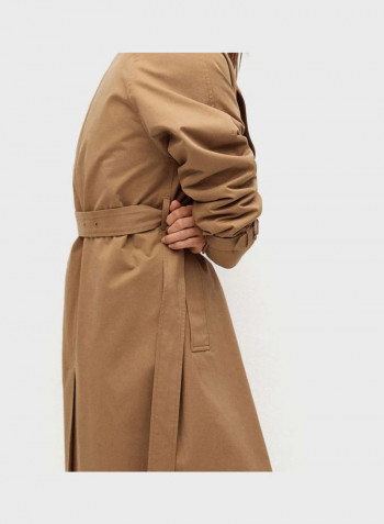 Longline  Casual Coat Brown
