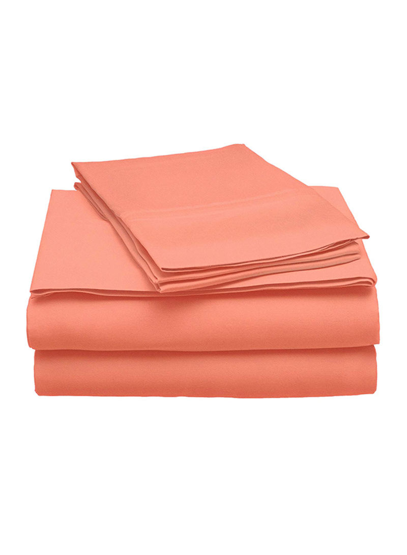 4-Piece Solid Pattern Full Sheet Set Coral