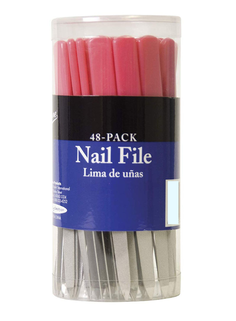 Pack Of 48 Nail File Red/Silver