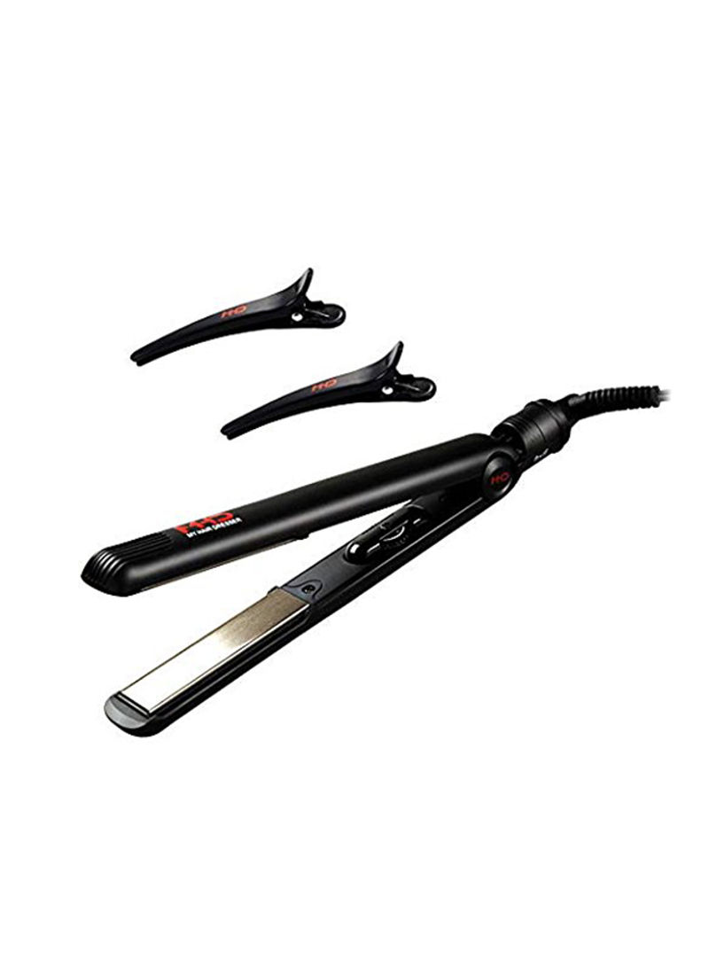 Professional Titanium Hair Straightener With Two Hair Clips Black
