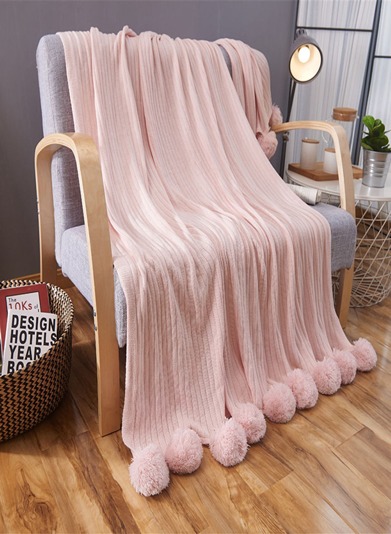 Solid Colour Throw Blanket Cotton Pink Lcentimeter