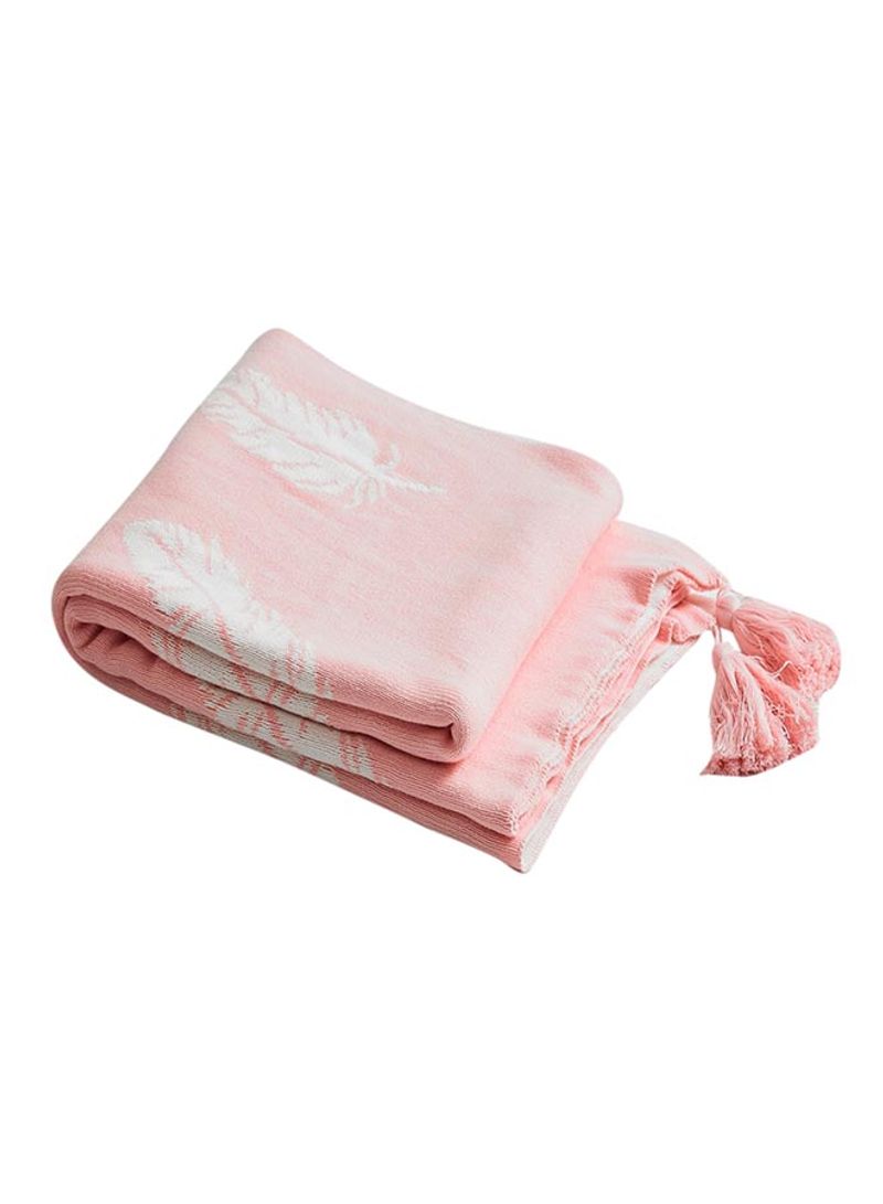 Feathers Pattern Comfortable Blanket Cotton Pink 130x160centimeter