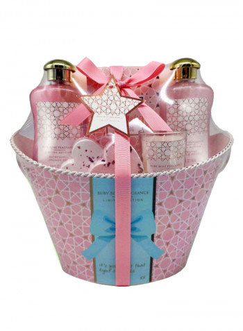 7-Piece Ruby Rose Fragrance Gift Kit وردي Shower Gel (195 ml), Bubble Bath (195 ml), Bath Salt (100 g), Bath Fizzer (2 x 50 g), Candle (50 g)