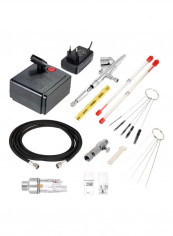Dual Action Airbrush Air Compressor Kit Black/Silver/White