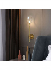 E27 LED Postmodern Minimalist Copper Glass Wall Light Gold/Clear