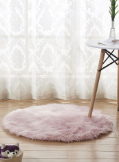 Round Shaped Plush Comfortable Area Rug Pink 80X190centimeter