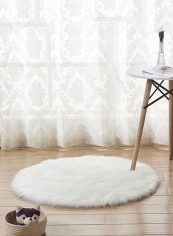 Round Shaped Plush Comfortable Area Rug White 80X190centimeter