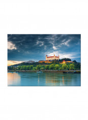 Medieval Castle On The Hill Against The Sea On Canvas Painting Multicolour 70x50centimeter