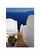 Santorini Oia Greece View On Sea On Canvas Painting Blue 50x70centimeter