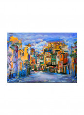 Vintage Abstract Oil Art Canvas Painting Multicolour 70x50centimeter