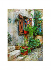 Vintage Cityscape With Street Canvas Painting Multicolour 50x70centimeter