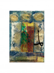 Vintage Oriental Arabic Calligraphy Canvas Painting Multicolour 50x70centimeter