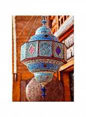 Arabic Lantern Art Canvas Painting Multicolour 50x70centimeter